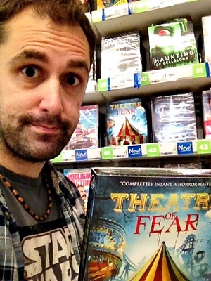 Nathan Head with a Theatre Of Fear DVD at Asda Eastands near Manchester